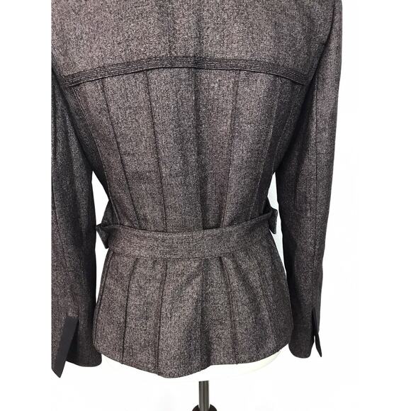 Albert Nipon Belted Single Breast Jacket Tweed - Picture 9 of 10